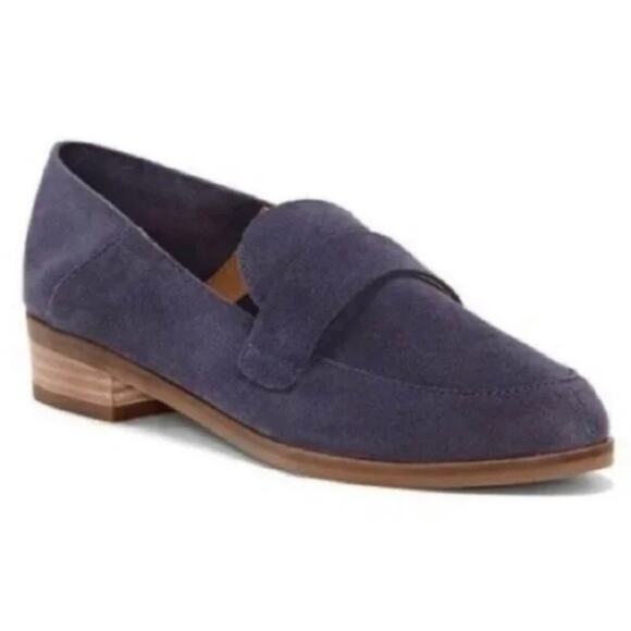 Lucky Brand Chennie Suede Leather Slip On Classic Loafers In Navy Size 10 Office - Picture 1 of 12
